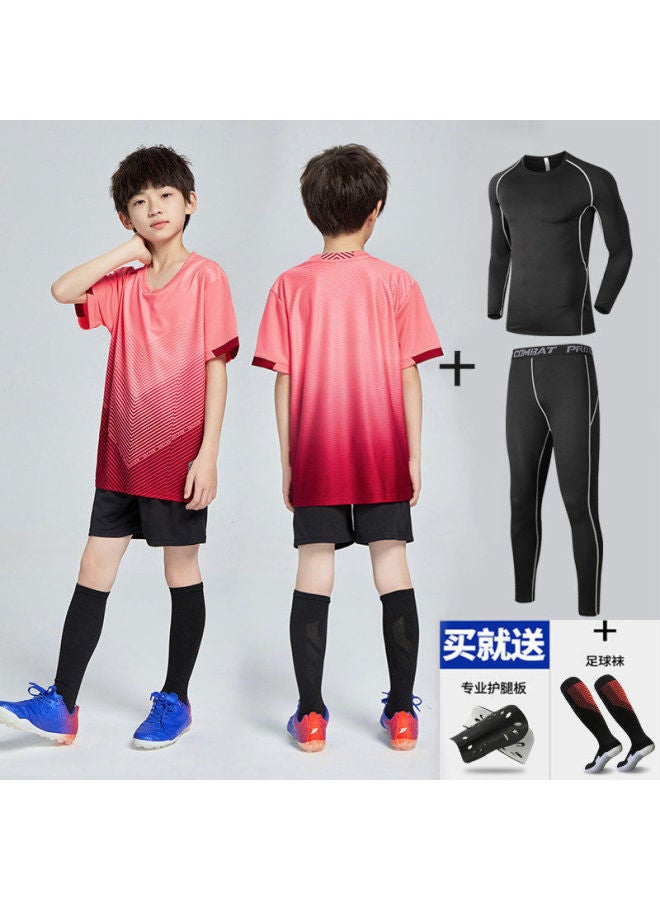 8832 Pink Four-piece Set Short Sleeve Football Jersey - Image 1