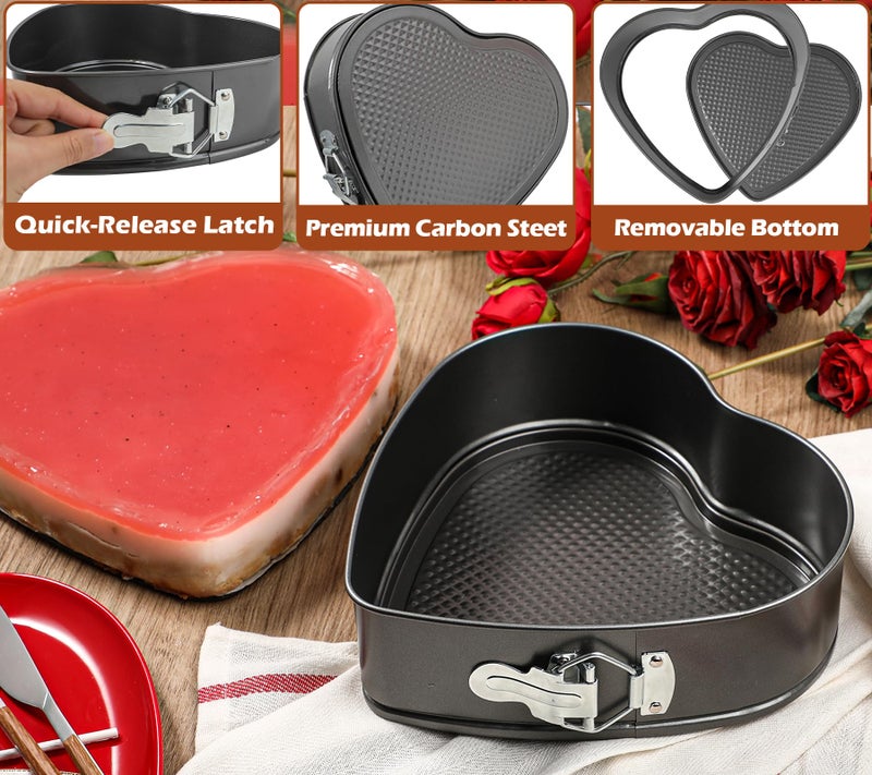 Webake 9in Heart Shaped Nonstick Springform Pan, Ideal for Cheesecakes, Quiches, Black - Image 3