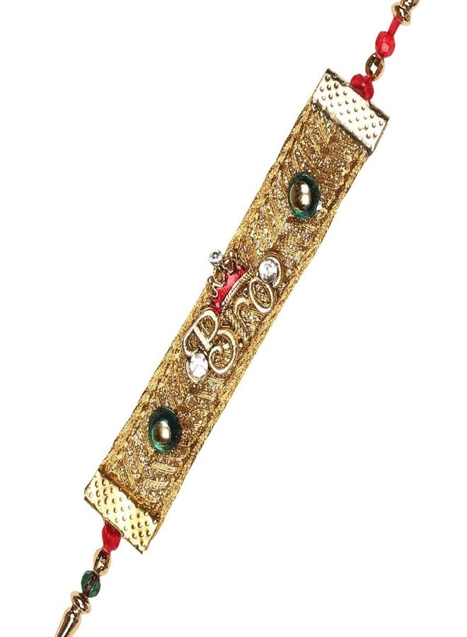 ACCESSHER Enamel Quirky Bro Rakhi Set for Brother Pack of 6 with Peacock Pooja Thali, Roli Kumkum and Happy Raksha Bandhan Card - Image 4
