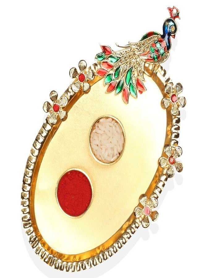 ACCESSHER Enamel Quirky Bro Rakhi Set for Brother Pack of 6 with Peacock Pooja Thali, Roli Kumkum and Happy Raksha Bandhan Card - Image 5