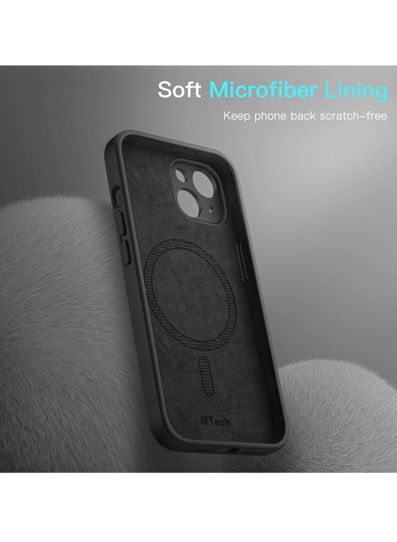 جي تيك حافظة سيليكون مغناطيسية لهاتف آيفون 13 مقاس 6.1 بوصة متوافقة مع غطاء هاتف ماجسيف حريري ناعم الملمس مع عدسة كاميرا حماية كاملة باللون الأسود - Image 5