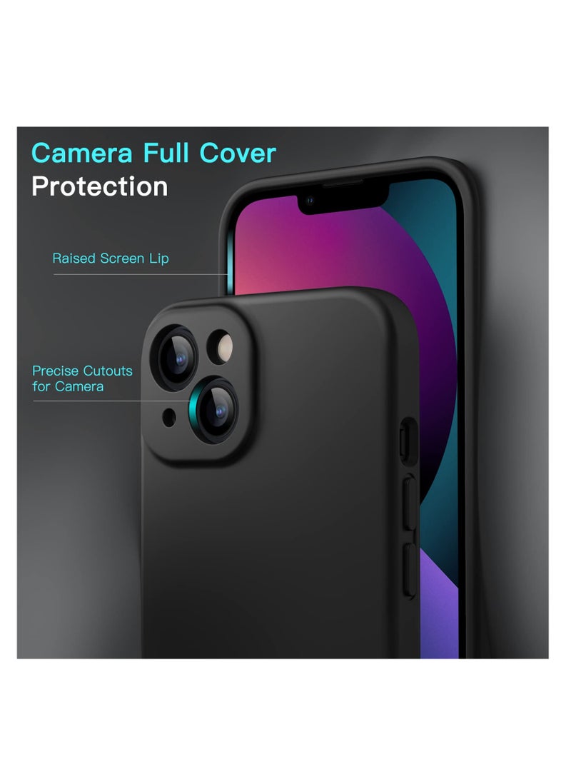 جي تيك حافظة سيليكون مغناطيسية لهاتف آيفون 13 مقاس 6.1 بوصة متوافقة مع غطاء هاتف ماجسيف حريري ناعم الملمس مع عدسة كاميرا حماية كاملة باللون الأسود - Image 4