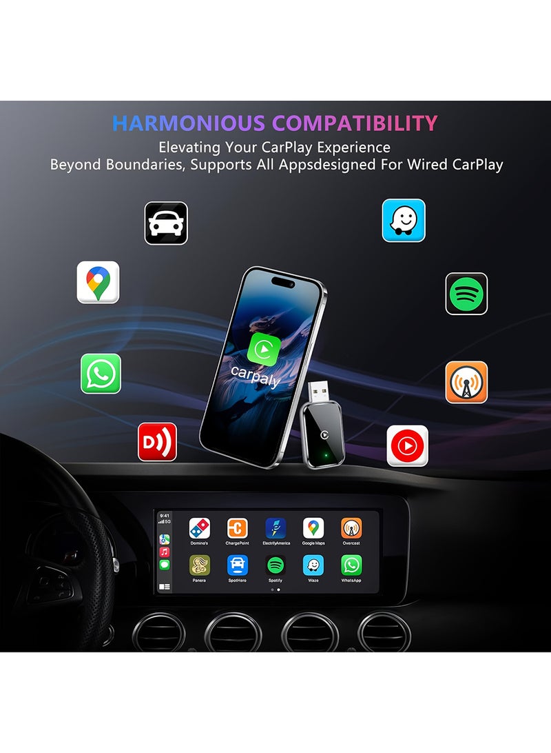 EzzySo محول كار بلاي لاسلكي صغير، تحويل كار بلاي سلكي إلى لاسلكي ومحور 2 في 1 لأجهزة آيفون وأجهزة أندرويد، توصيل وتشغيل، اتصال تلقائي، بدون تأخير، مع USB C لنظام iOS 10+ وأندرويد 11+ - Image 3