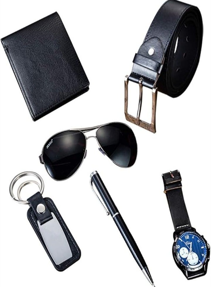 Men's leather, black suit with wallet keychain ballpoint pen sunglasses watch suit men, birthday gifts for boyfriend husband dad, Valentine's Day gifts for him - Image 5