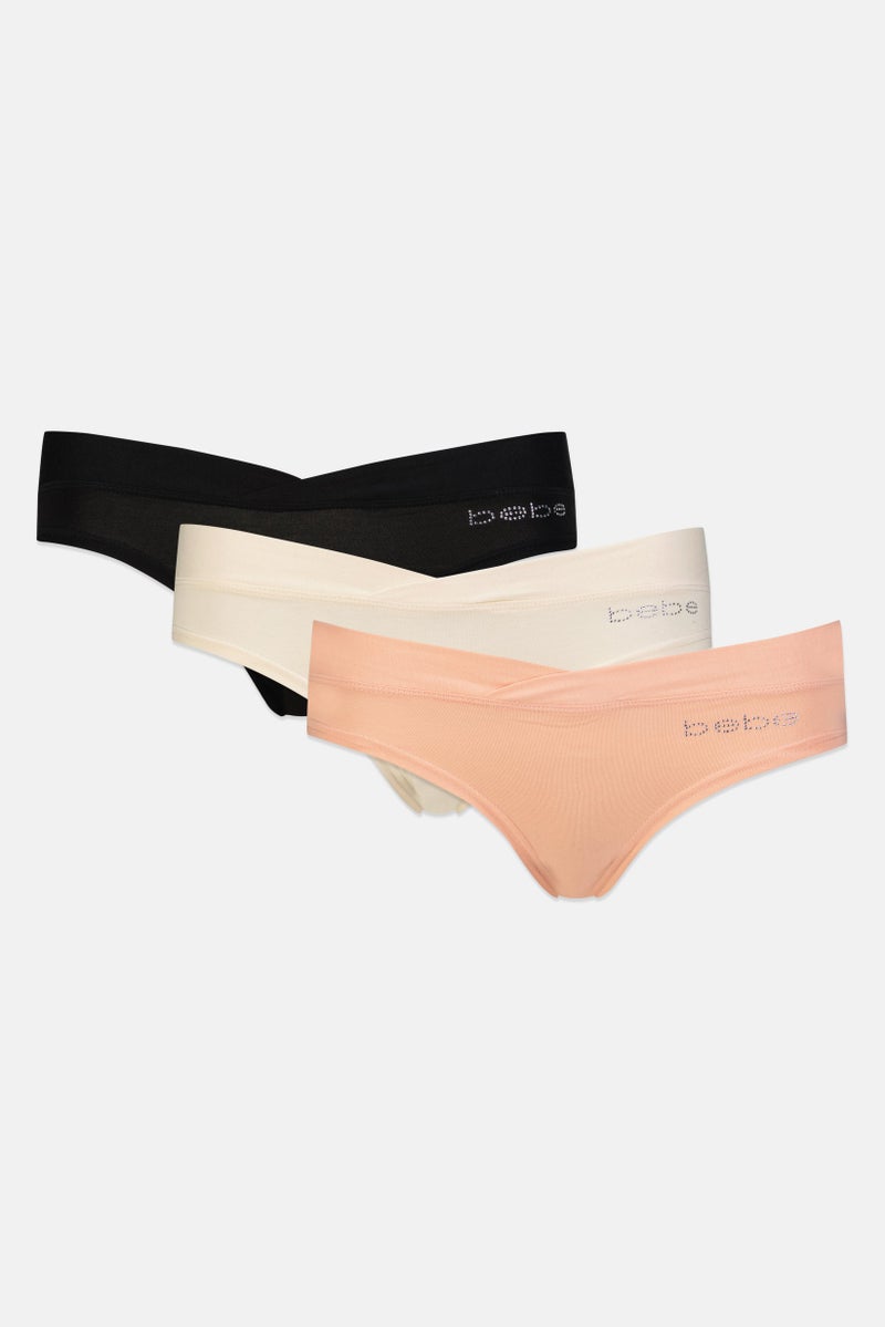 bebe Women 3 Pieces Brand Logo  Panties, Multicolor - Image 2
