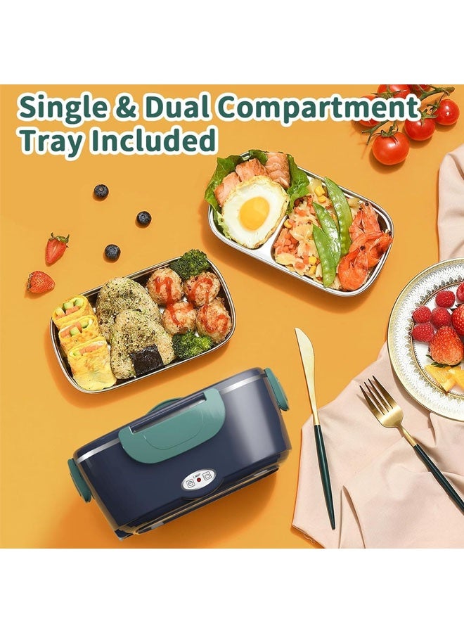 L&E Electric Heated Lunch Box 100W - 3-IN-1 Fast Heating Lunch Boxes Portable for Adults, with 2 Pack Containers (Single & Compartment) for Office School Car, 1.5L - Image 4