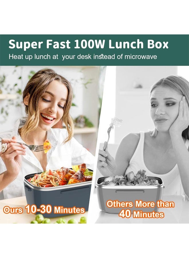 L&E Electric Heated Lunch Box 100W - 3-IN-1 Fast Heating Lunch Boxes Portable for Adults, with 2 Pack Containers (Single & Compartment) for Office School Car, 1.5L - Image 3