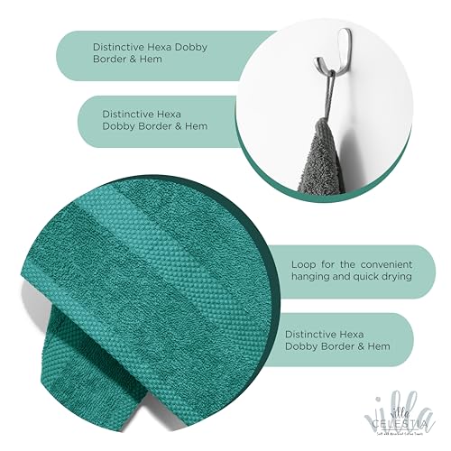 Villa Celestia Cotton Washcloths Set of 6, 12x12 Inch, 100% Ring-Spun Combed Cotton, Soft Absorbent Quick-Dry Wash Cloths for Face and Body, Oeko-TEX Certified, Hotel & Spa Quality, Teal - Image 4