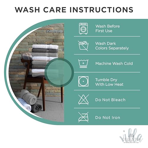Villa Celestia Cotton Washcloths Set of 6, 12x12 Inch, 100% Ring-Spun Combed Cotton, Soft Absorbent Quick-Dry Wash Cloths for Face and Body, Oeko-TEX Certified, Hotel & Spa Quality, Teal - Image 5