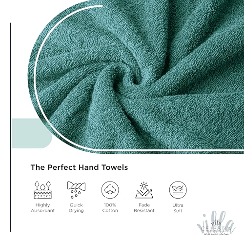 Villa Celestia Cotton Washcloths Set of 6, 12x12 Inch, 100% Ring-Spun Combed Cotton, Soft Absorbent Quick-Dry Wash Cloths for Face and Body, Oeko-TEX Certified, Hotel & Spa Quality, Teal - Image 3