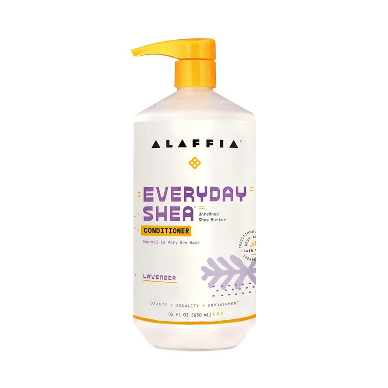 Alaffia EveryDay Shea Conditioner, Moisturizes, Restores and Protects, Made with Fair Trade Shea Butter, Cruelty Free, No Parabens, Vegan, Lavender 32 Fl Oz