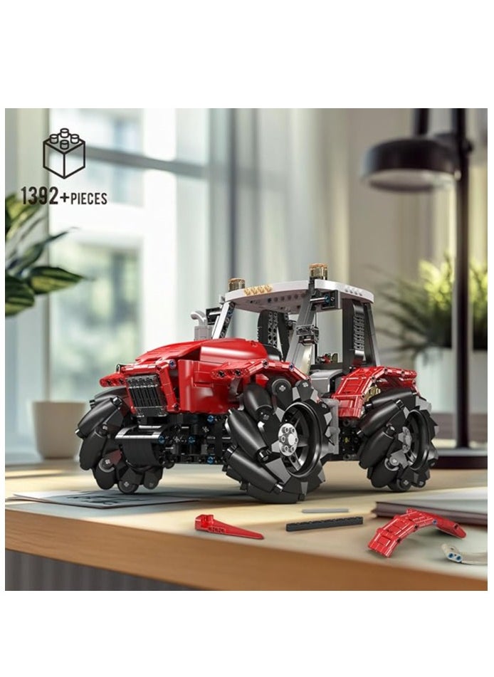 mould king 18037 Wheeled Tractor Building Block Kits, 360° Fully Movable Red Farm Tractor with Remote Control, STEM Farm Equipment Toys for Boys and Girls  - Image 2