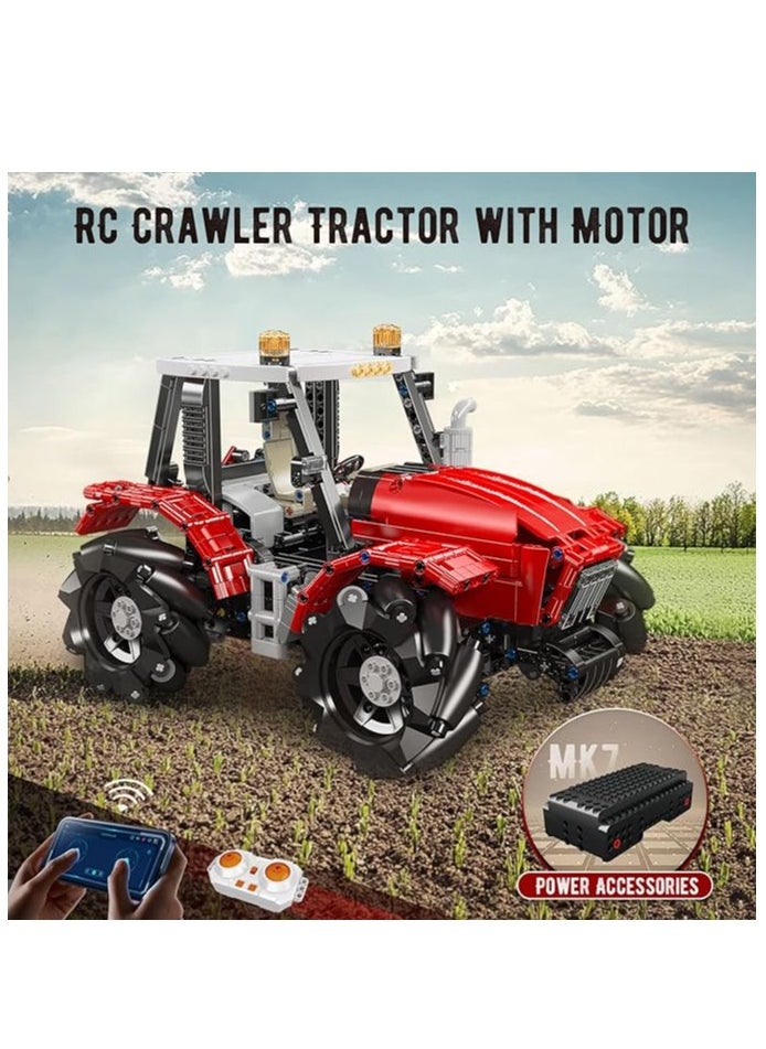 mould king 18037 Wheeled Tractor Building Block Kits, 360° Fully Movable Red Farm Tractor with Remote Control, STEM Farm Equipment Toys for Boys and Girls  - Image 5