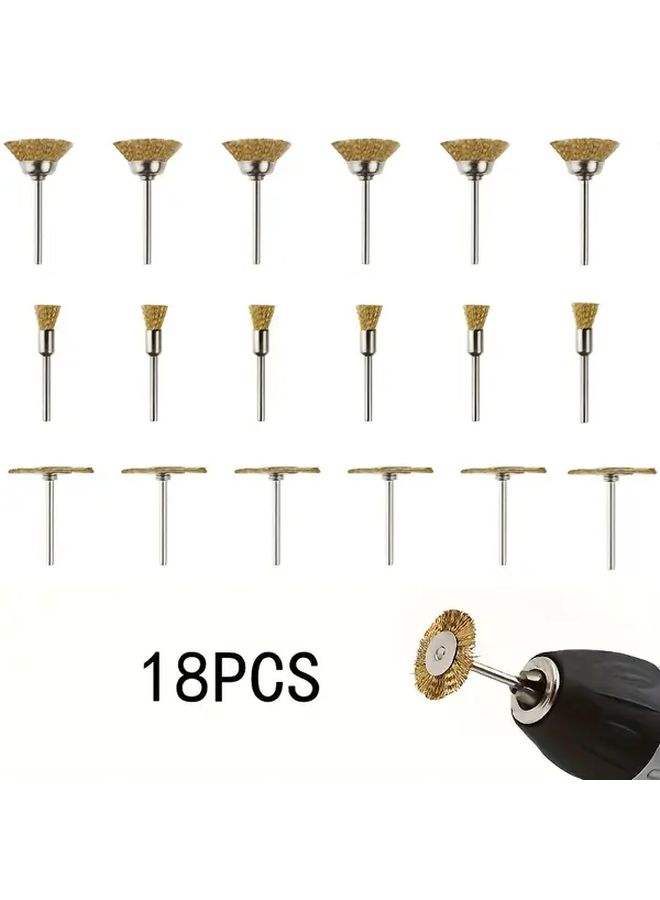 18pcs Golden Wire Brush Set For Polishing Deburring Rust Removal Angle Grinder - Image 1