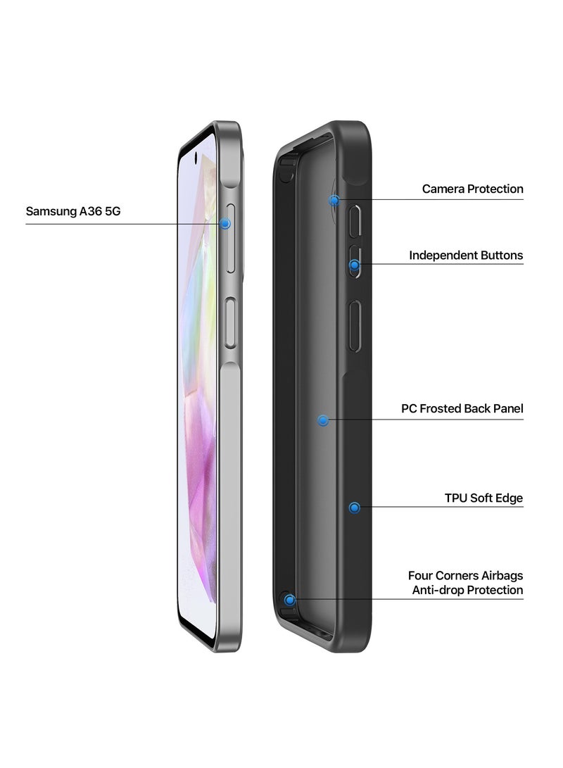دوكس دوتشيز ياند جراب لموبايل سامسونج جلاكسي A36 5G/A56 5G  جراب نحيف مضادة للصدمات وشفافة غير لامعة ومضادة للخدش ومضادة للصدمات مصنع من البولي يوريثين الحراري بولي كربونات البولي بروبلين سيليكون - اسود - Image 3