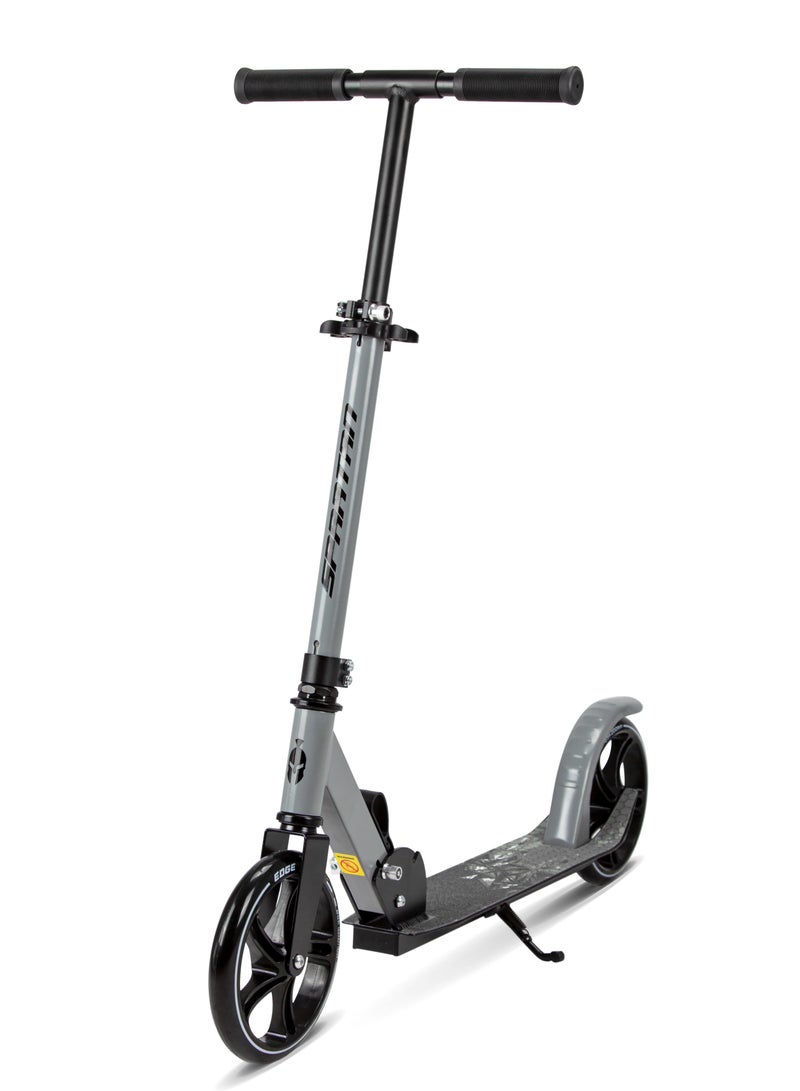 Spartan Edge 200mm Folding Kick Scooter for Kids & Teens Big PU Wheels, ABEC7 Performance Bearings, Adjustable Handlebar & QuickFold Frame, Rear Brake & Kickstand For Ages 8+ (Grey) SP-7006 - Image 1