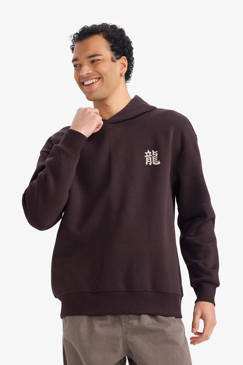 DeFacto Boxy Fit Printed Long Sleeve Hoodie - Image 4