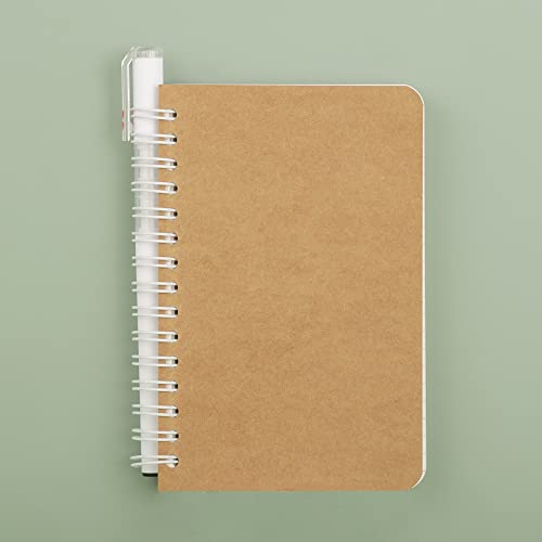 TWONE Kraft Cover Lay Flat Spiral Notebooks - Two Pack - 3.5" x 5.5" - 180 Ruled Pages - 90 Sheets - Easy to Carry - Image 2
