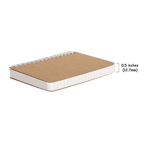 TWONE Kraft Cover Lay Flat Spiral Notebooks - Two Pack - 3.5" x 5.5" - 180 Ruled Pages - 90 Sheets - Easy to Carry - Image 5