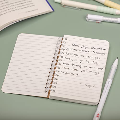TWONE Kraft Cover Lay Flat Spiral Notebooks - Two Pack - 3.5" x 5.5" - 180 Ruled Pages - 90 Sheets - Easy to Carry - Image 3
