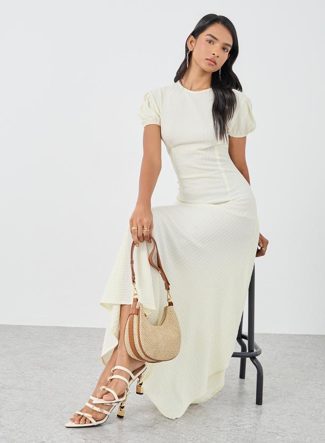 تايك تو فستان ماكسي بقصة - ورقبة دائرية وأكمام منتفخة مزخرفة - Image 1