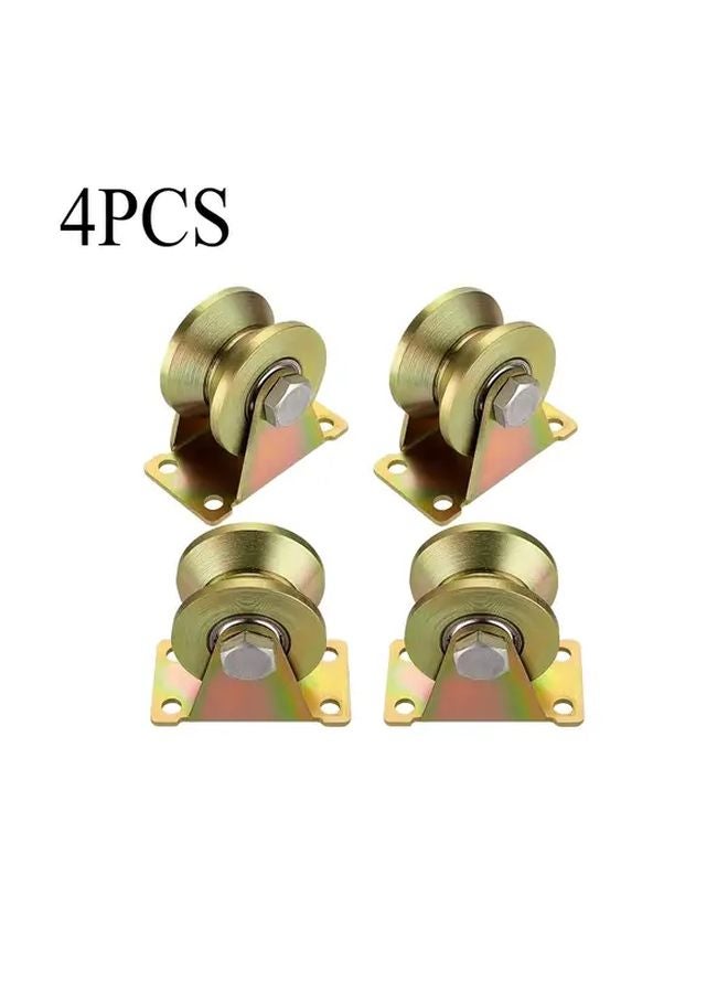 4Pcs Heavy Duty V Groove Track Casters Double Roller Bearings Metal Pulleys Sliding Doors - Image 1