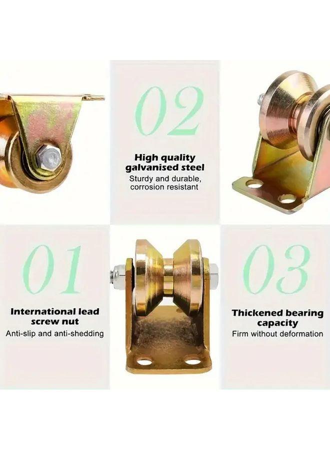 4Pcs Heavy Duty V Groove Track Casters Double Roller Bearings Metal Pulleys Sliding Doors - Image 5