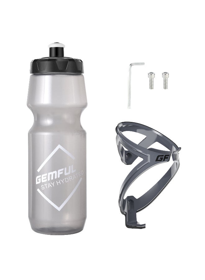 GEMFUL 750ml Squeeze Water Bottle & Bike Cage Set - BPA Free, Leak-Proof Dishwasher Safe for Cycling and Sports - Image 1