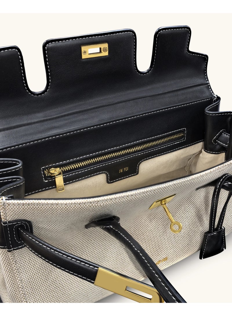 جي دبليو بي JW PEI Yara حقيبة يد واحدة للمرأة 2025 تصميم جديد أنيق - قماش أسود - Image 4