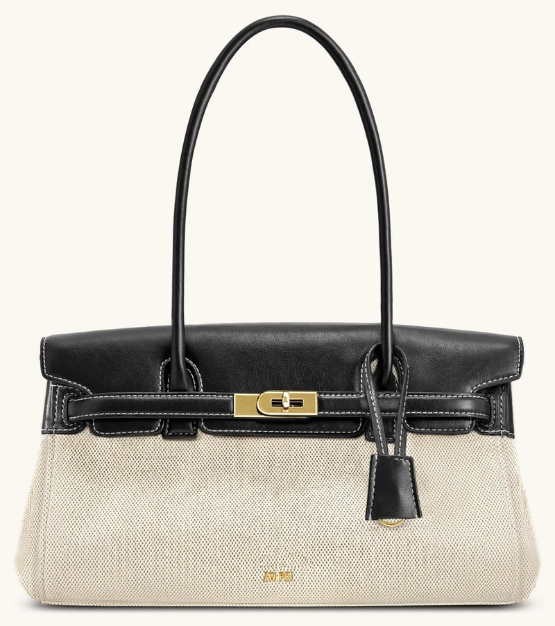 جي دبليو بي JW PEI Yara حقيبة يد واحدة للمرأة 2025 تصميم جديد أنيق - قماش أسود - Image 1