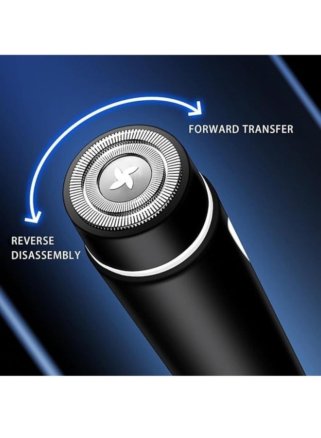 في هونج ماكينة حلاقة كهربائية صغيرة محمولة للرجال مقاومة للماء، ماكينة حلاقة جيب لاسلكية للرجال قابلة للشحن عبر USB، ماكينة حلاقة دوارة رطبة وجافة-فضي - Image 5