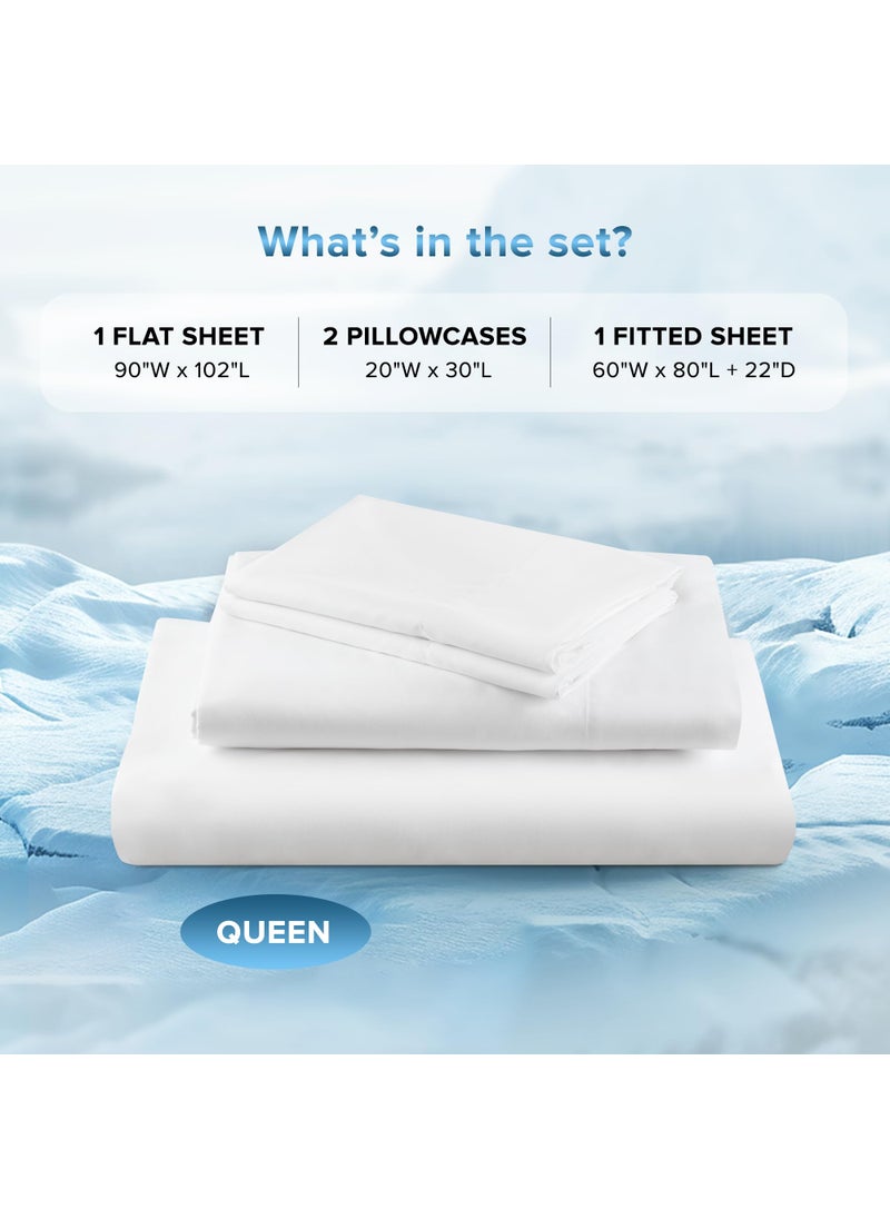 Comfort Spaces Comfort Spaces Extra Deep Pocket Sheets  Queen Cooling Sheets Fits Up to 24"" Mattress  Moisture Wicking Coolmax Sheets  Soft  Colorfast Sheet Set  Cooling Bed Sheets for Hot Sleepers  White 4 Piece  - Image 3