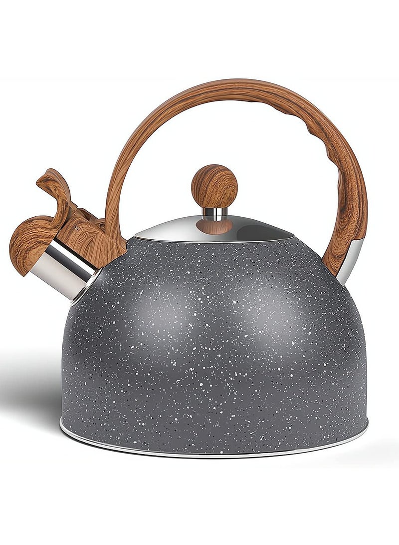 Bukela Tea Kettles Stainless Steel Whistling Teapot, 2.5 Quart Teapot Water Boilers for Stovetops, Induction Stone Kettle with Loud Whistle for Preparing Hot Water Fast for Coffee Tea - Image 1
