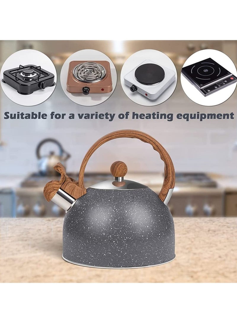Bukela Tea Kettles Stainless Steel Whistling Teapot, 2.5 Quart Teapot Water Boilers for Stovetops, Induction Stone Kettle with Loud Whistle for Preparing Hot Water Fast for Coffee Tea - Image 5