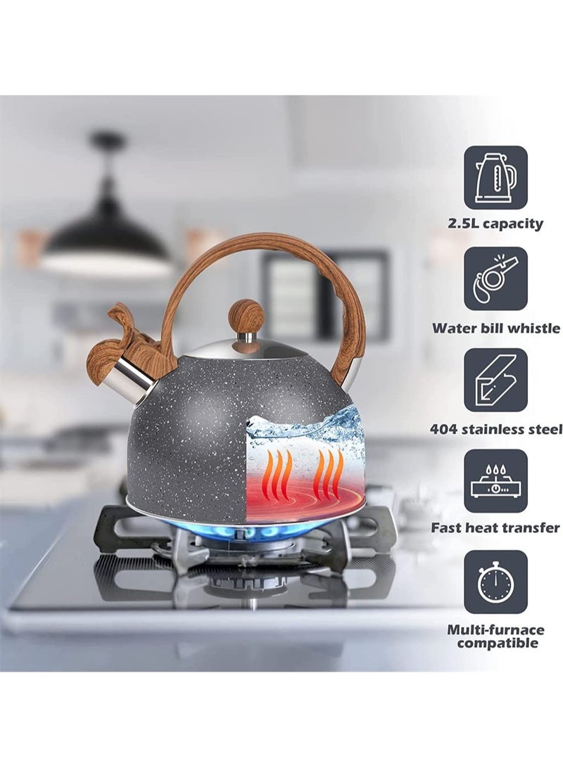 Bukela Tea Kettles Stainless Steel Whistling Teapot, 2.5 Quart Teapot Water Boilers for Stovetops, Induction Stone Kettle with Loud Whistle for Preparing Hot Water Fast for Coffee Tea - Image 4