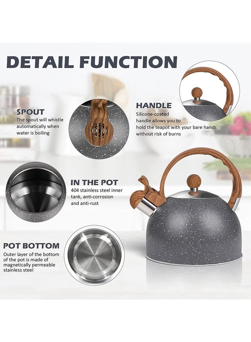 Bukela Tea Kettles Stainless Steel Whistling Teapot, 2.5 Quart Teapot Water Boilers for Stovetops, Induction Stone Kettle with Loud Whistle for Preparing Hot Water Fast for Coffee Tea - Image 3