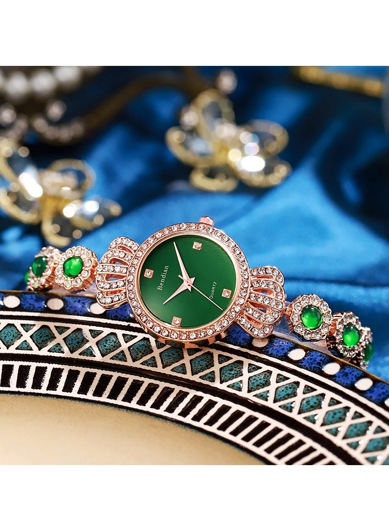 القمر السيدات ساعة المعصم الذهب الأخضر مجوهرات الأثرياء اكسسوارات الزفاف مجوهرات النساء شعبية - Image 2
