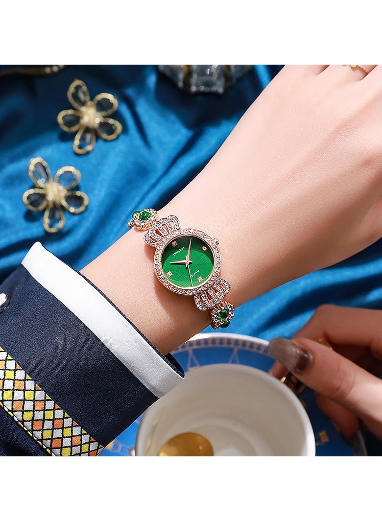 القمر السيدات ساعة المعصم الذهب الأخضر مجوهرات الأثرياء اكسسوارات الزفاف مجوهرات النساء شعبية - Image 5