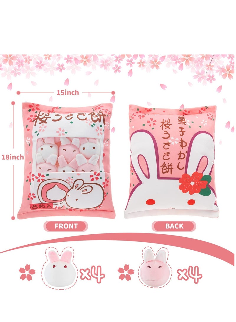 Excefore Plush Pillow Kawaii Room Decor, Throw Pillow Removable Stuffed Animal Toys, Fluffy Cherry Bunnies Cats Kittens Dog Dinosaur for Creative Gifts, Teens Girls Kids (Pink, Bunny) - Image 5