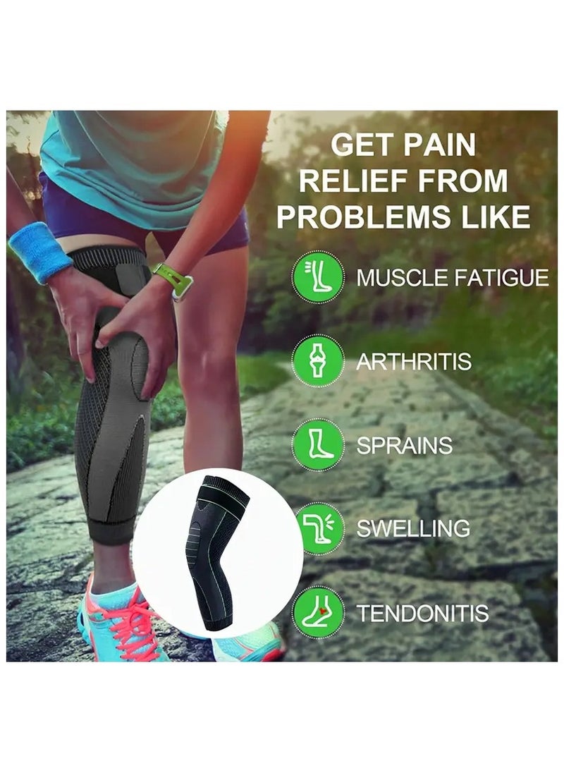Generic 1pcs Enhanced Dual Strap Knee Support Sleeves - Compression Full Leg Wrap for Arthritis, Running & Fitness  - Image 2