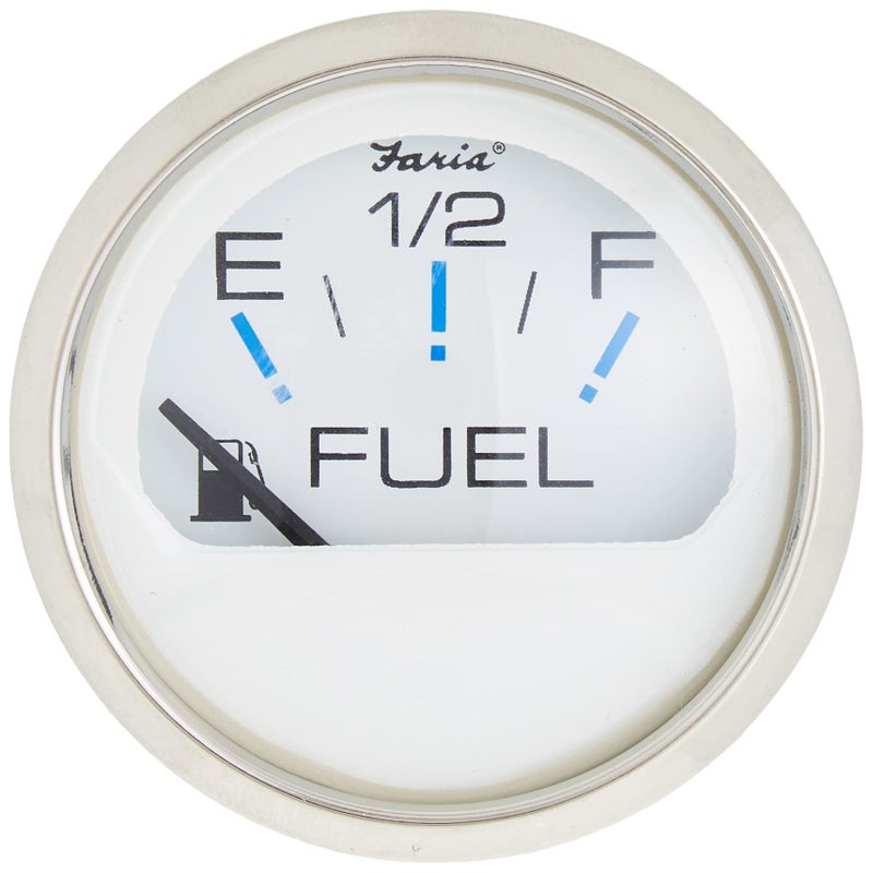 Faria 30033544 13801 Chesapeake Stainless Steel Fuel Level Gauge E12F 2 White