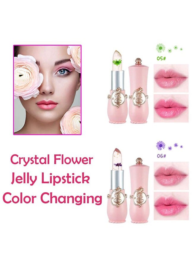 BINGBRUSH 2Pcs Flower Jelly Color Changing Lipstick Magic Lipstick Lip Gloss with Flower inside,Clear Flower PH Jelly Lipstick Prime Lip Color Change Changing Lipstick Lip Blam - Image 2