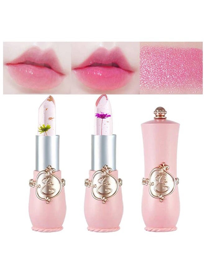 BINGBRUSH 2Pcs Flower Jelly Color Changing Lipstick Magic Lipstick Lip Gloss with Flower inside,Clear Flower PH Jelly Lipstick Prime Lip Color Change Changing Lipstick Lip Blam - Image 1
