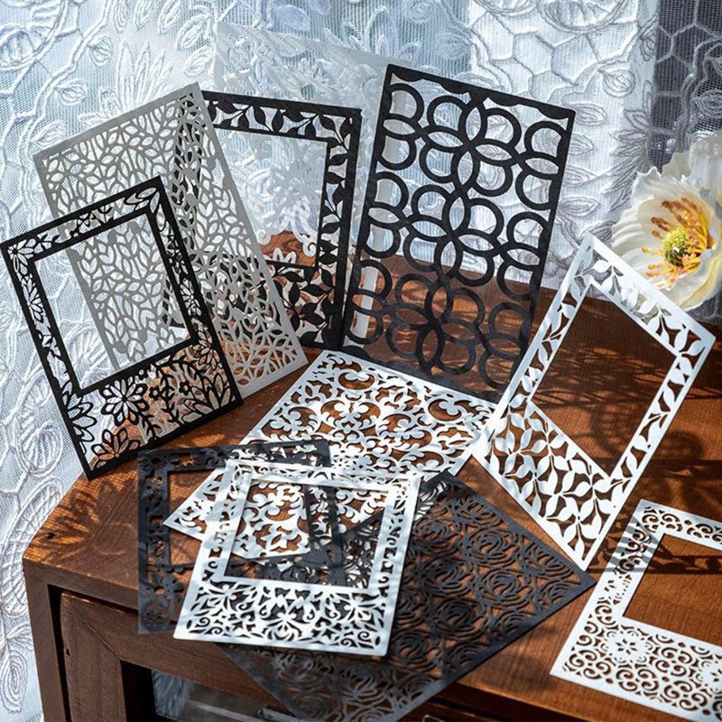 Japleed 80 Pieces Cutout Scrapbook Paper Vintage Lace Scrapbooking Supplies Window Frames Decorative Paper Aesthetic Scrapbook Materials for Journaling Supplies Album Embellishment DIY Crafts Gift - Image 2