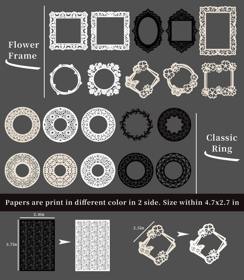Japleed 80 Pieces Cutout Scrapbook Paper Vintage Lace Scrapbooking Supplies Window Frames Decorative Paper Aesthetic Scrapbook Materials for Journaling Supplies Album Embellishment DIY Crafts Gift - Image 4