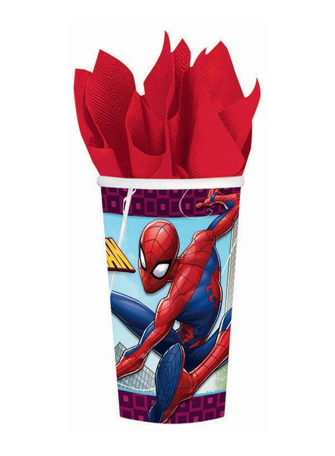 Amscan Spider-Man Webbed Wonder Cups - 9 oz. (6 Packs of 8) - Vibrant & Disposable Superhero Party Cups - Perfect for Themed Celebrations, Kids & Fans (48 Total Count)