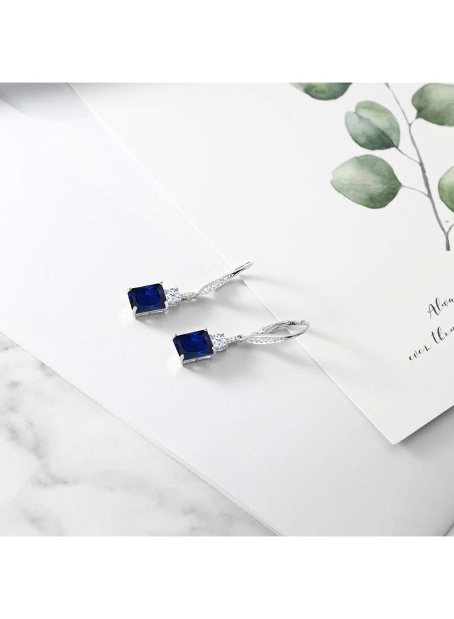 GEM STONE KING 4-5 Cttw Drop Dangle Earrings for Women | 925 Sterling Silver | Emerald Cut 9X7MM Gemstone Birthstone | Fine Jewelry Gifts for Her Mom Anniversary Wedding, Center Stone: 9x7 mm, Small - Image 5