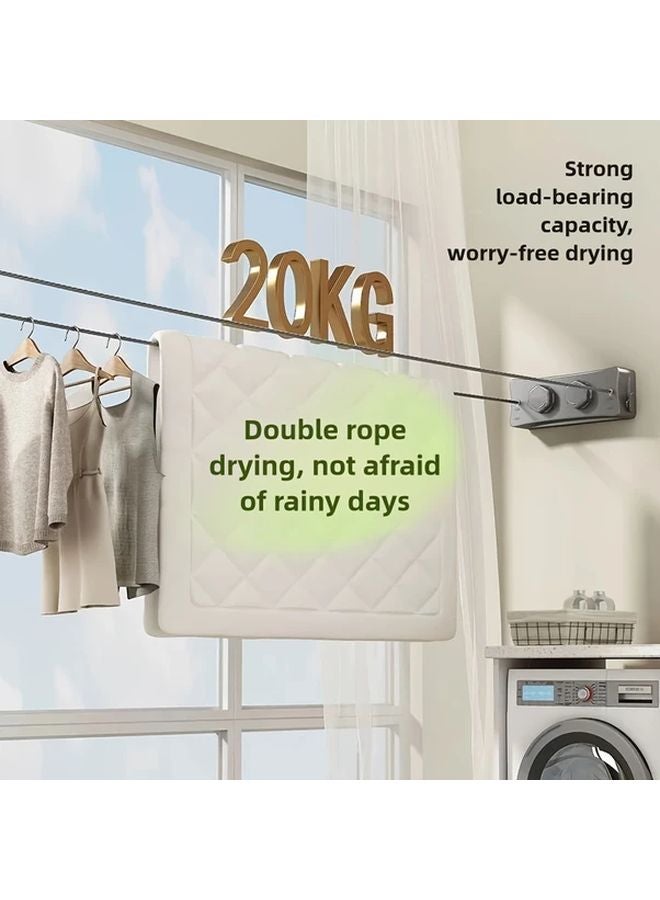 Double White Ropes 304 Stainless Steel Retractable Clothesline Anti Sagging Rustproof - Image 4