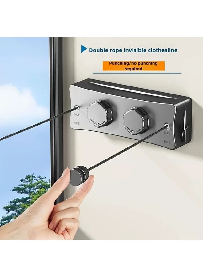 Double White Ropes 304 Stainless Steel Retractable Clothesline Anti Sagging Rustproof - Image 2