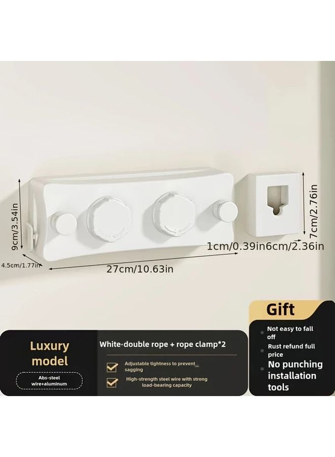 Double White Ropes 304 Stainless Steel Retractable Clothesline Anti Sagging Rustproof - Image 1